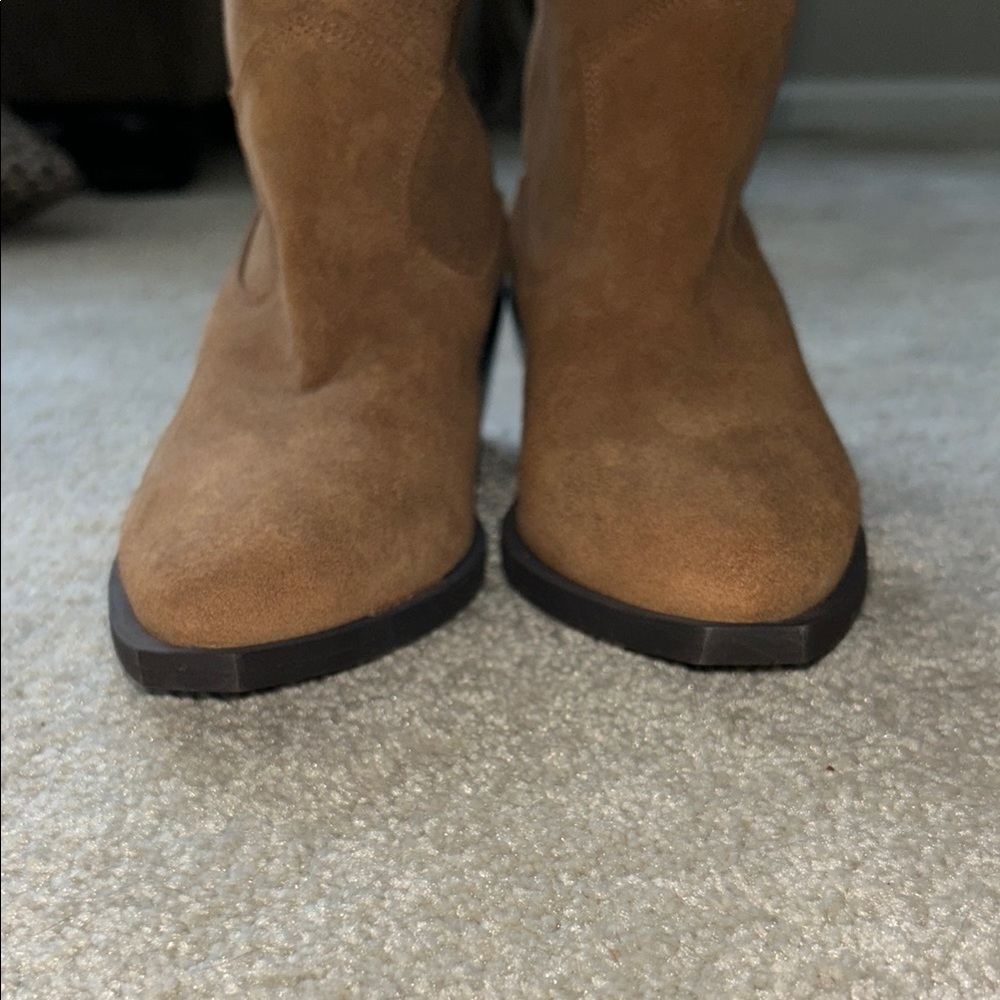 Bianco Beige Brown Heeled Suede Boots with Classic Design Size 39 - Picture 5 of 8